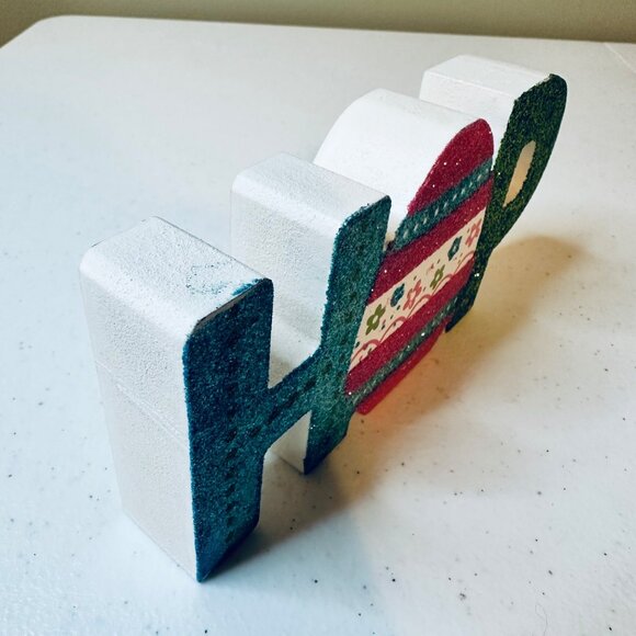 Easter HOP wood block decoration spring springtime Easter Egg glitter decoration - Picture 2 of 10